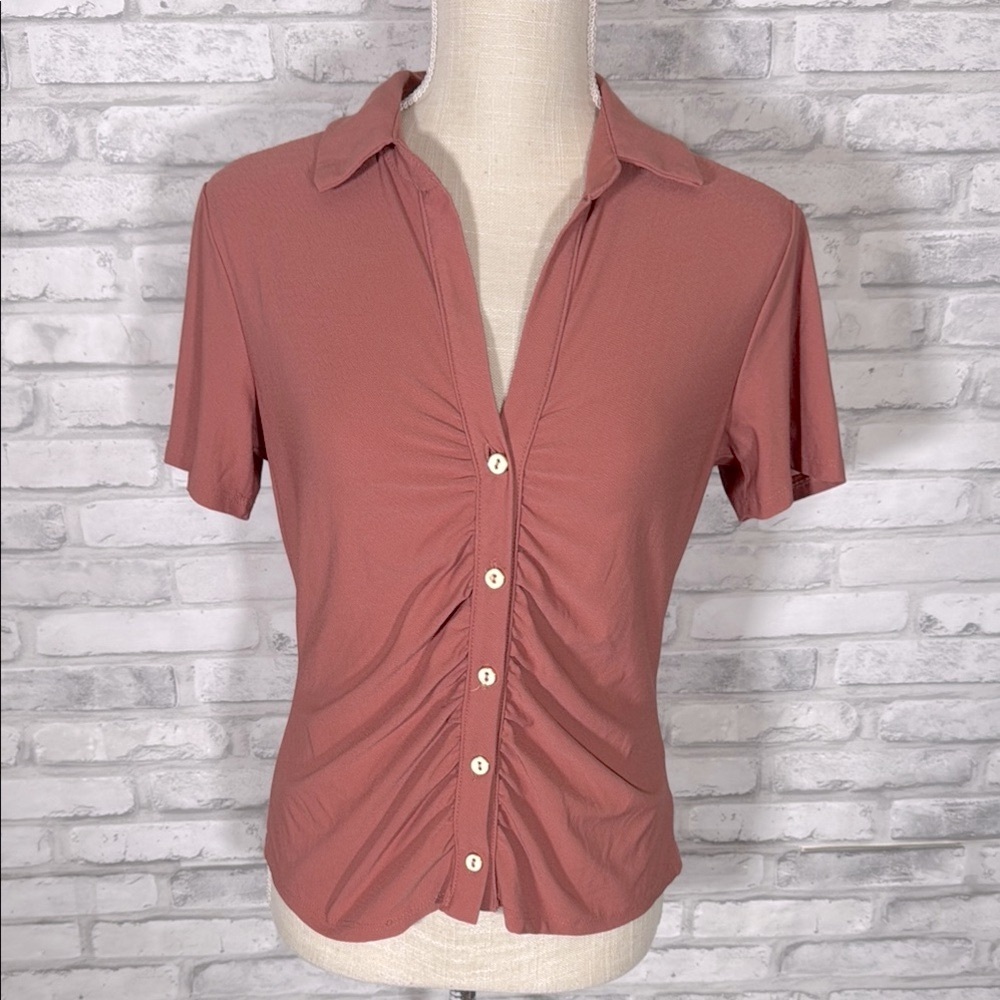 Alya Dusty Rose Ruched Blouse
